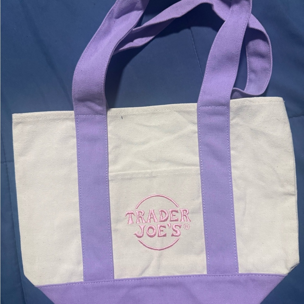 Trader Joe's Lavender and White Tote Bag
